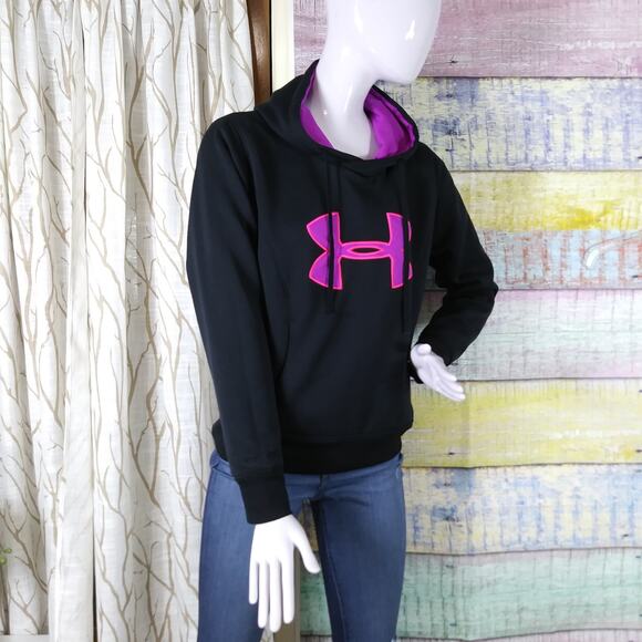 Under Armour Storm black hoodie Purple logo size small - Picture 3 of 7